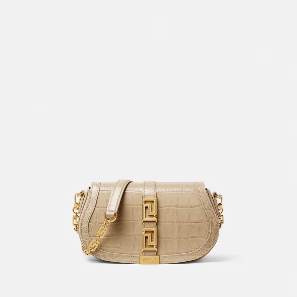 Versace Croc Effect Greca Goddess Shoulder Bag BRAND NEW